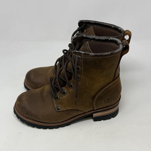 Skechers Logger Boots Womens 6.5 Brown Leather Chunky Heel Y2K Biker 47808 - Picture 4 of 16